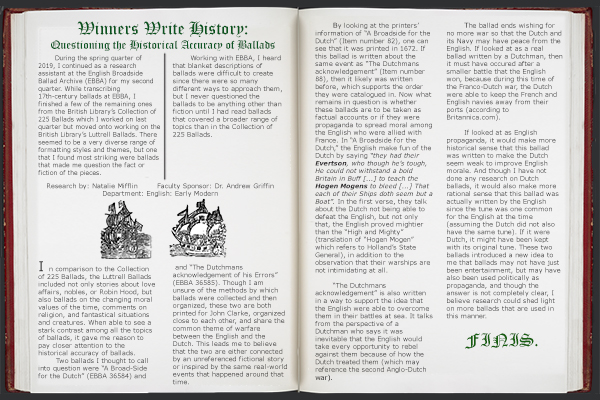 Natalie Mifflin, Spring 2019