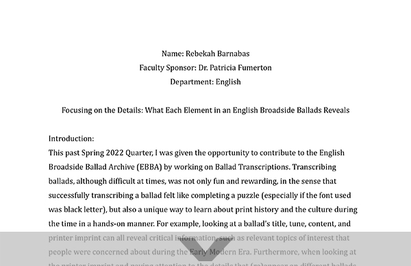 Rebekah Barnabas, Spring 2022